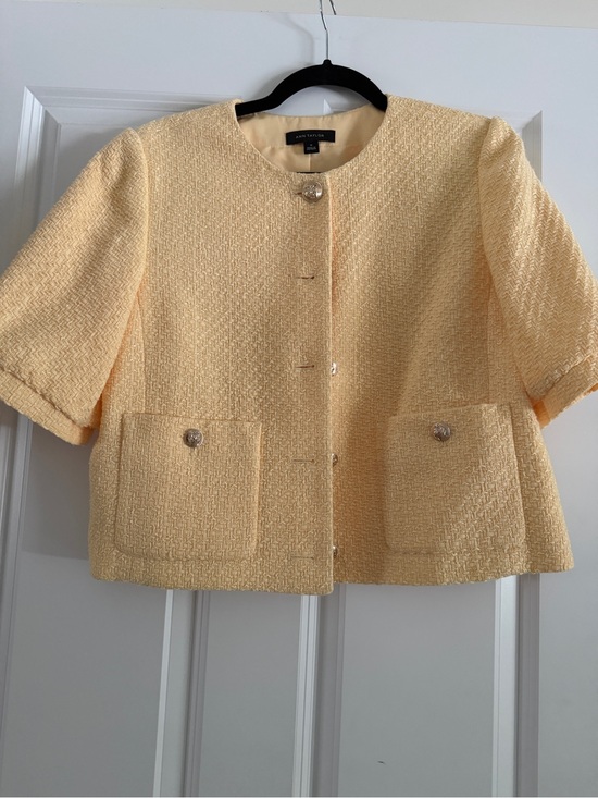 Ann Taylor Jackets & Blazers - Ann Taylor Short Sleeve Bouclé Jacket in Pale Yellow